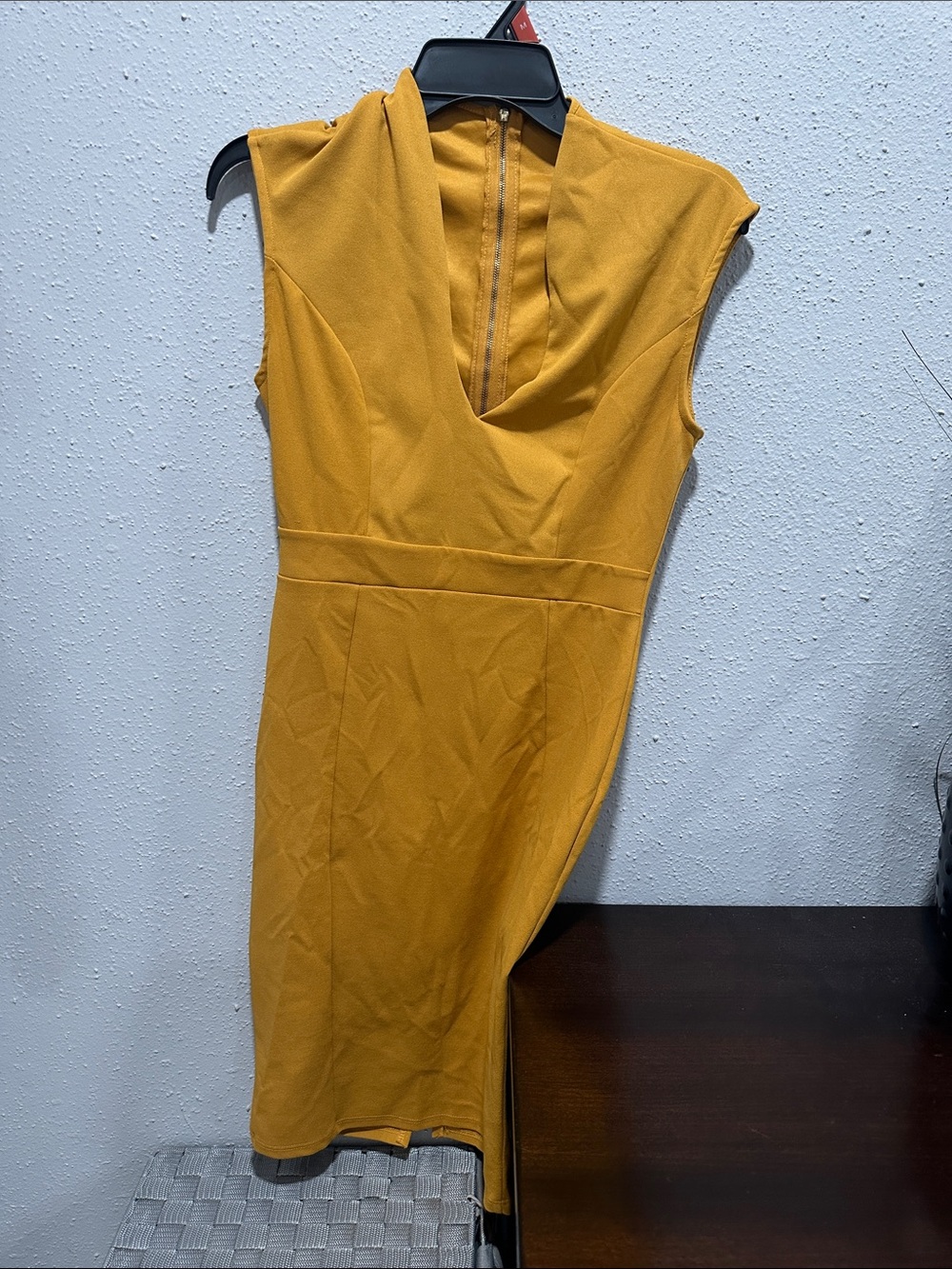 Fashion Nova Mustard Cowl Neck Midi Dress